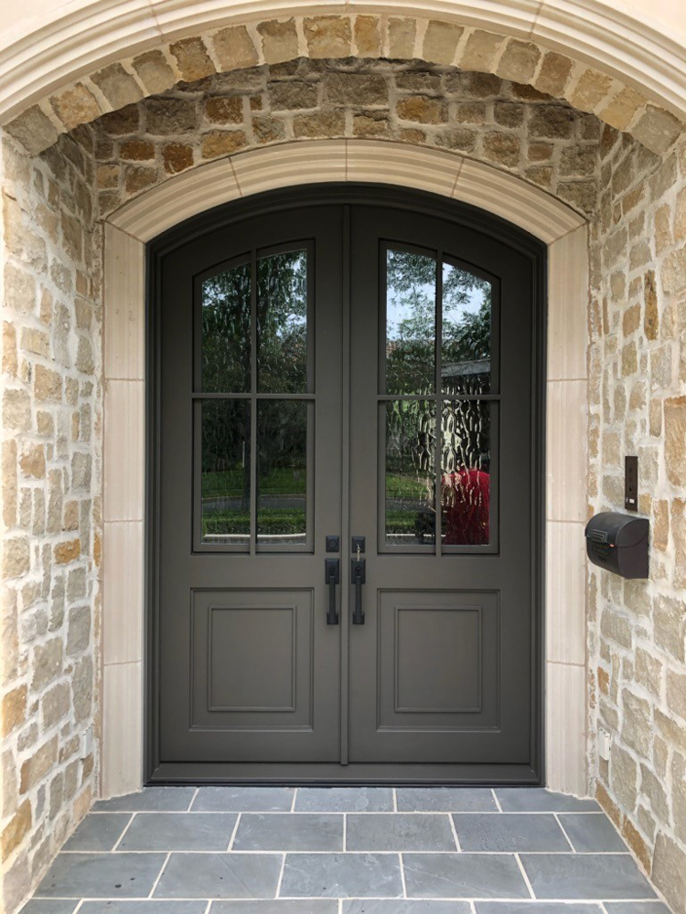 Arched 4 Lite over 1 Panel Iron Door