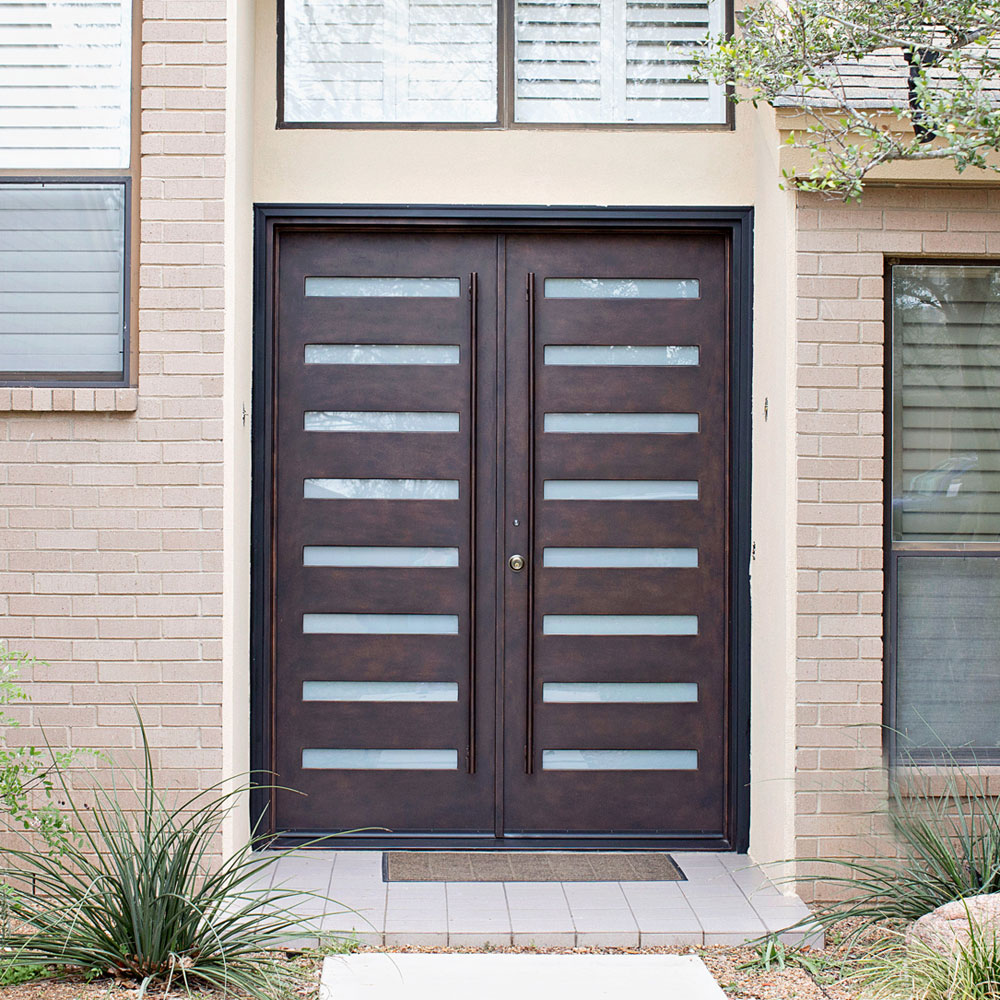 Modern 9 Lite Double Iron Doors