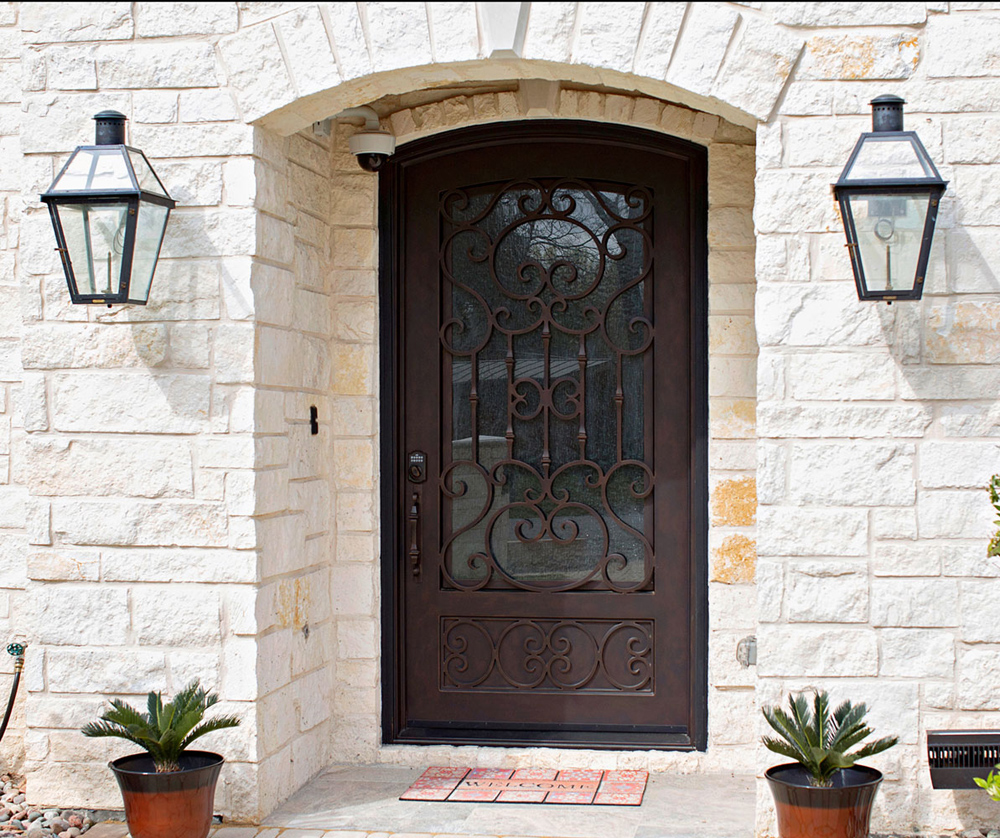 Arched Iron Door Half Glass