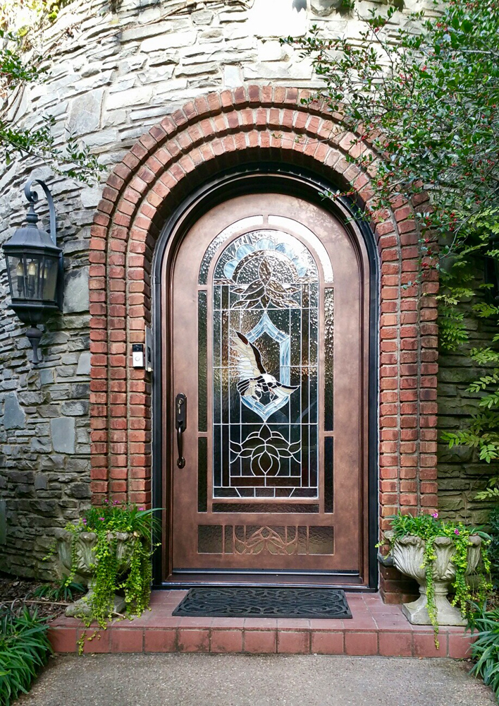 Iron Door with Stained Glass